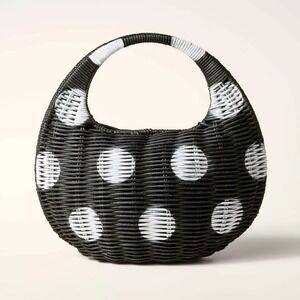 KATE SPADE NEW YORK x TARGET Polka Dot Wicker Crescent Bag Black White - NEW NWT
